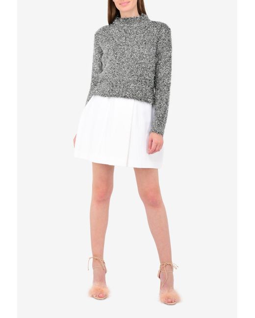 Ellery Vaporize Metallic Knit Long Sleeve Sweater
