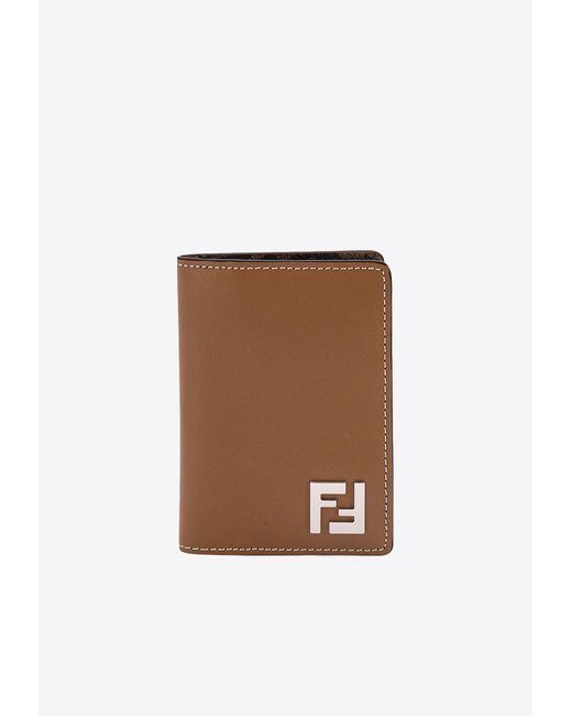 Fendi White Ff Squared Bi-Fold Cardholder for men