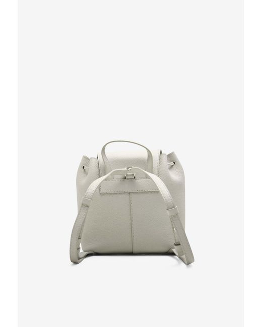 Ferragamo White Mini Multi-Pocket Leather Backpack