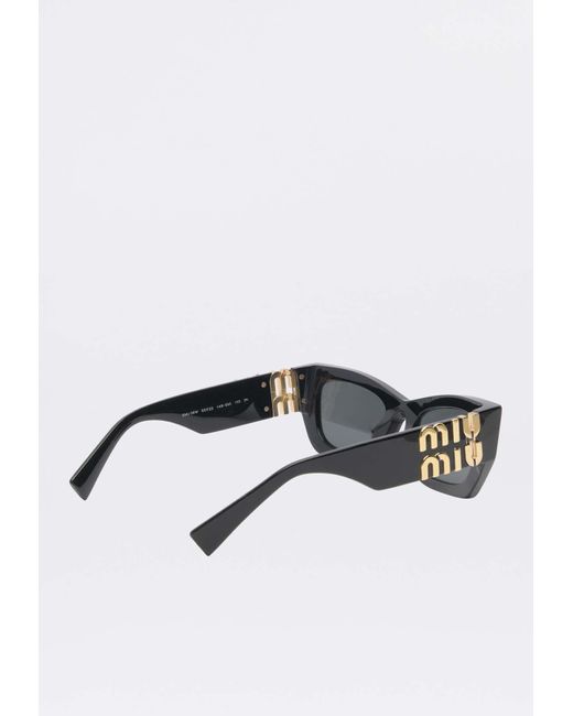 Miu Miu Gray Miu Glimpse Rectangular Sunglasses