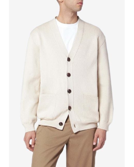 Golden Goose Deluxe Brand Natural Buttoned Ribbed Cardigan for men