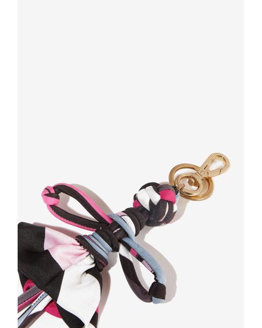 Emilio Pucci White Iride Print Silk Keychain