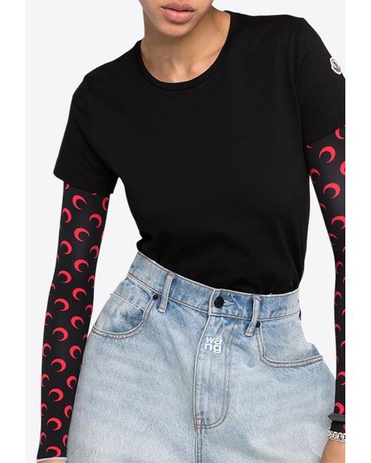 Moncler White Logo Patch Crewneck T-Shirt