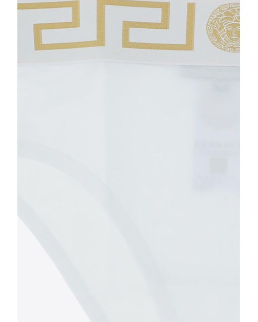 Versace White High-Waist Greca Briefs