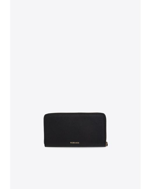 Versace White La Medusa Zip-Around Leather Wallet