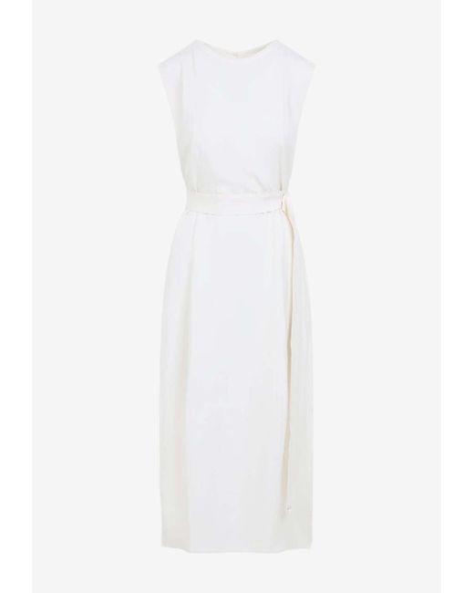 Studio Nicholson White Wold Linen-Blend Midi Dress