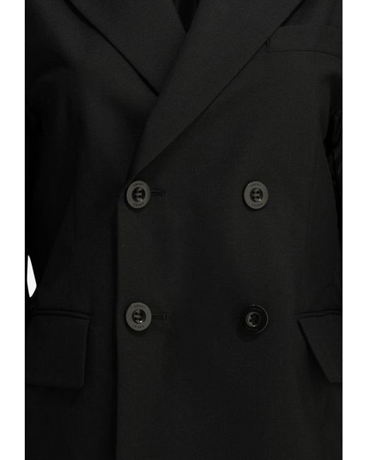 Sacai Black Double-Breasted Buttoned Blazer