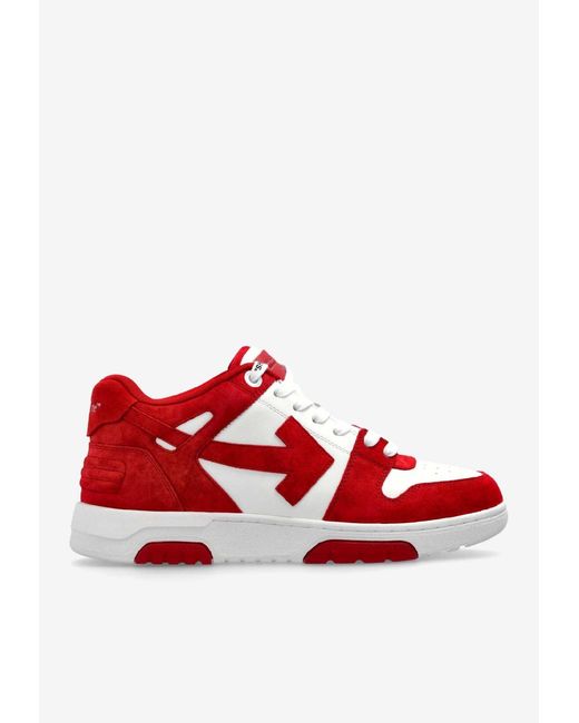 Off-White c/o Virgil Abloh Men's Red Out Of Office Low-Top Sneakers