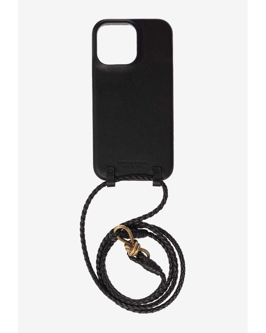 Bottega Veneta Black Iphone 14 Pro Max Andiamo Case With Strap