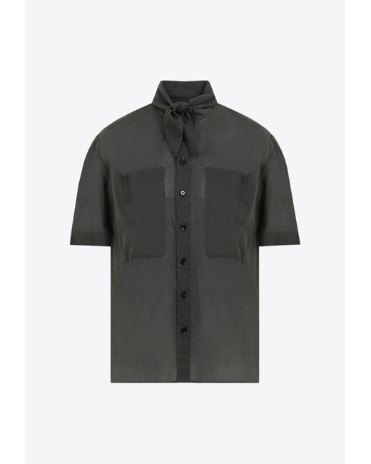 Lemaire Black Scarf-Neck Short-Sleeved Shirt