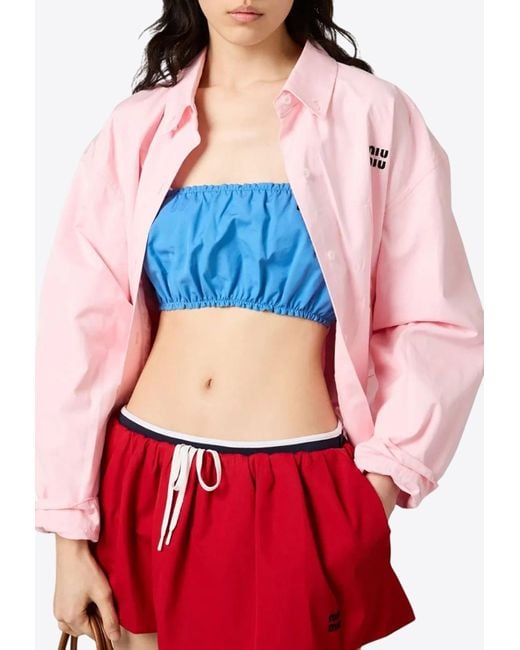 Miu Miu Red Poplin Tube Top