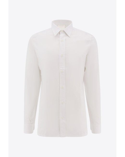 Givenchy White Logo-Embroidered Long-Sleeved Shirt for men