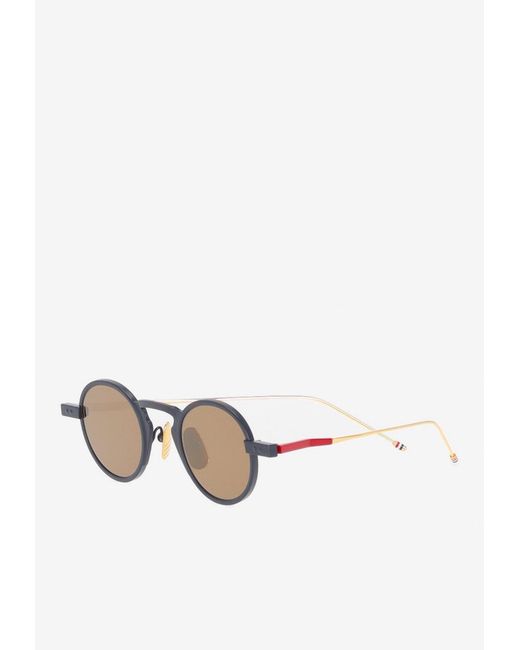 Thom Browne Natural Titanium Round-Shaped Sunglasses