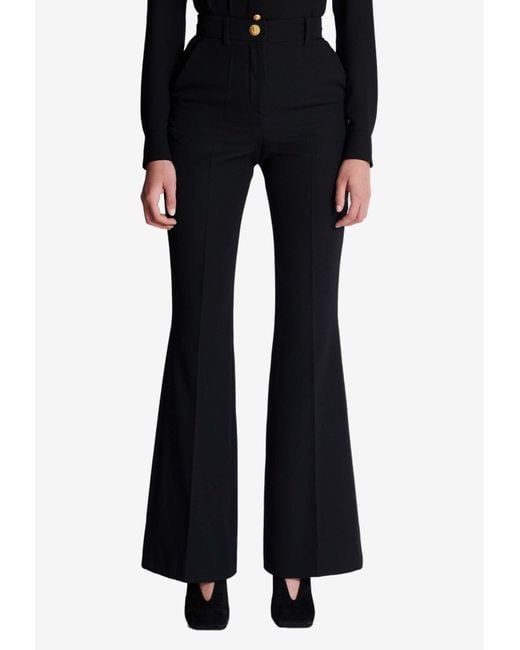 Balmain Black Grain De Poudre Tailored Pants