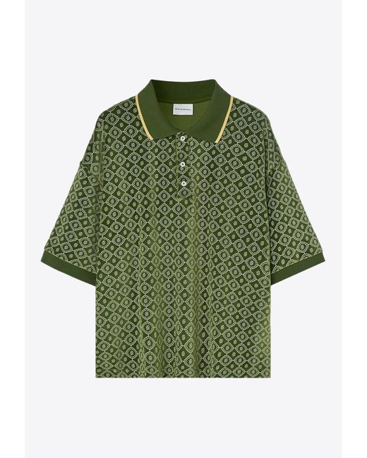 Drole de Monsieur Green Monogrammed Terry Polo T-Shirt for men