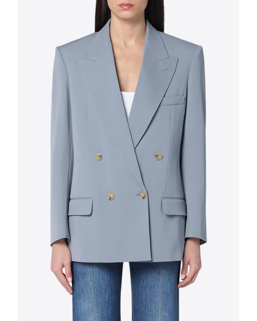 Stella McCartney Blue Light Wool Double-Breasted Jacket