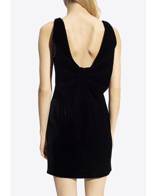 Emporio Armani Black V-Neck Velvet Mini Dress
