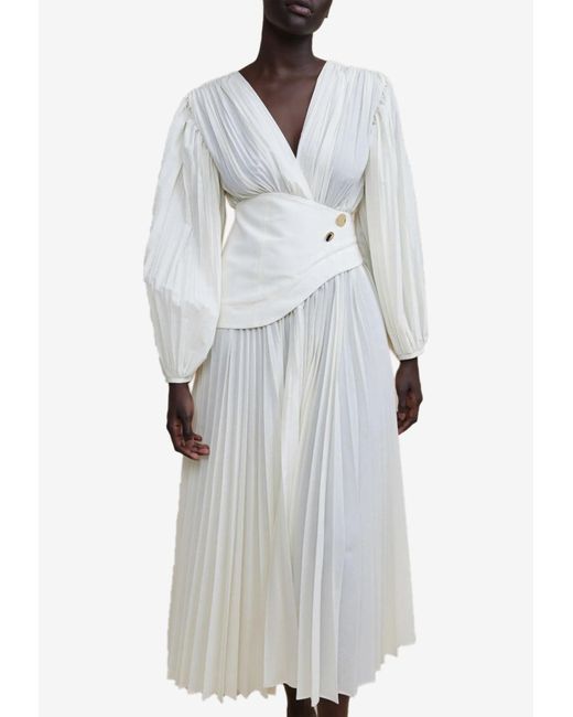 Acler White Brooke Long-sleeved Midi Dress