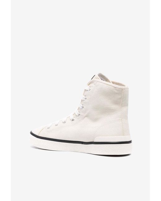 Isabel Marant White Ribbed-Toe High-Top Sneakers