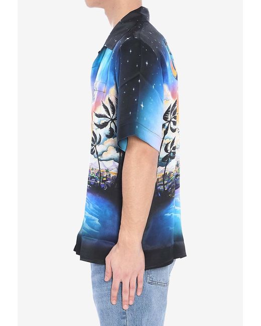 CASABLANCA La Prémonition Printed Bowling Shirt in Blue for