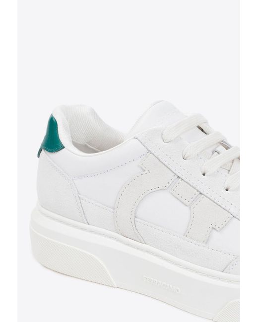 Ferragamo White Cassina Low-Top Sneakers for men