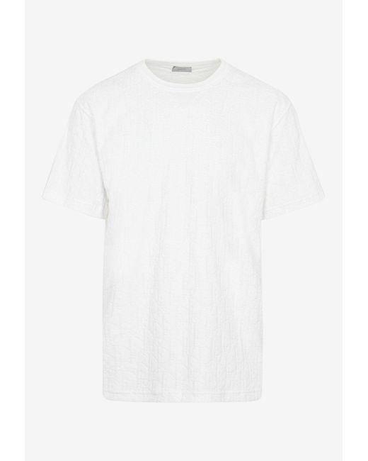 Dior White Oblique Logo Short-sleeved T-shirt for men