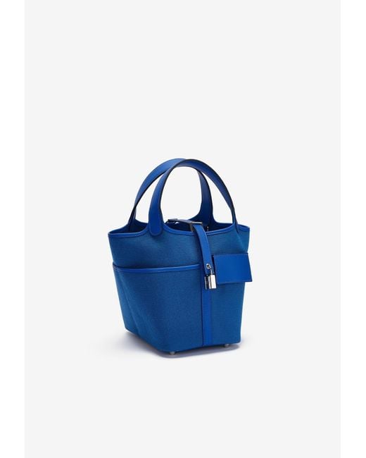 Hermès Blue Picotin Cargo 18 In Bleu Royal Toile And Bleu Egee Swift With Palladium Hardware