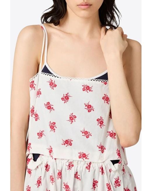 Miu Miu White Cornflower Print Poplin Dress