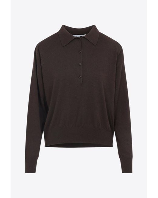 Frankie Shop Black Croydon Padded Knit Polo Sweater