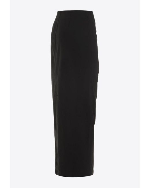 Ganni Black Draped Midi Skirt With Bow Detail