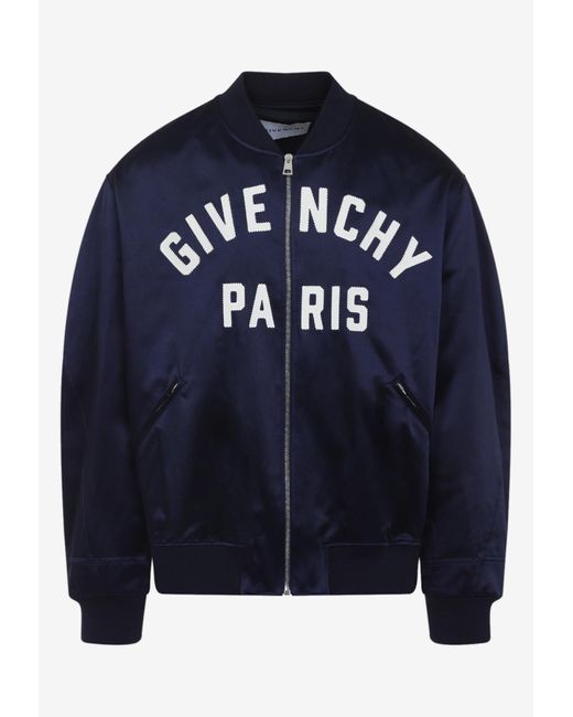 Givenchy Blue Satin Relaxed-Fit Bomber Jacket for men