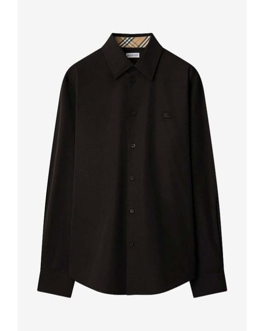 Burberry Black Ekd Embroidered Buttoned Shirt for men
