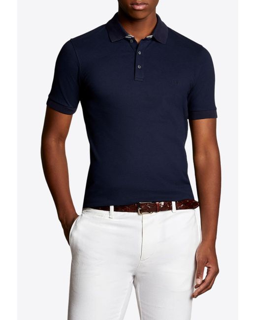Fay Blue Logo Embroidered Polo T-Shirt for men