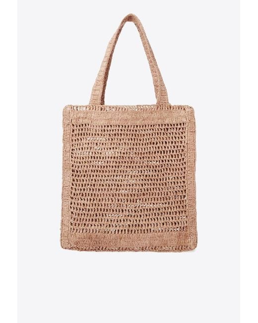 Chloé Pink Summer Banana Woven-Raffia Tote Bag