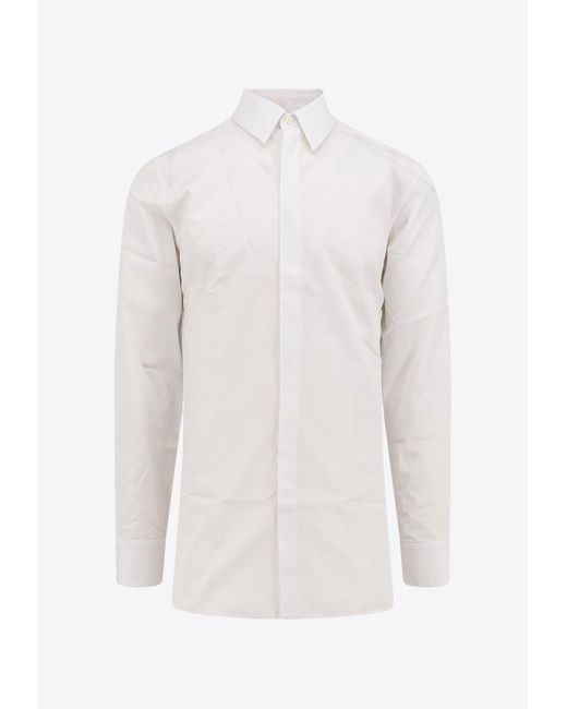 Givenchy White Embroidered 4G Formal Shirt for men