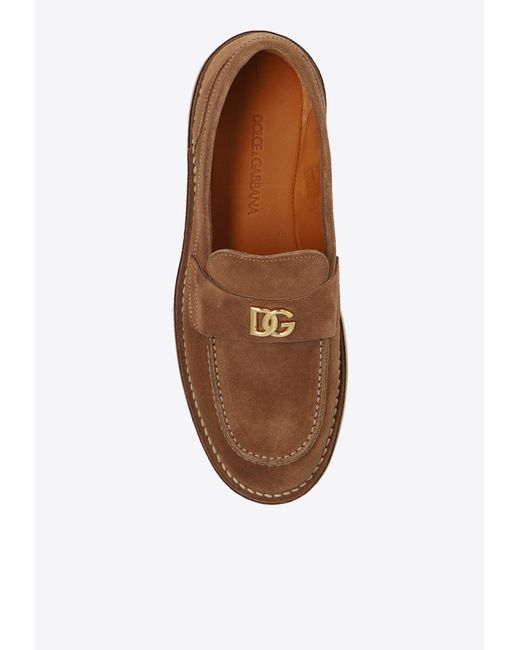 Dolce & Gabbana Brown Suede Slip On Men Loafers Formal Shoes main image 1