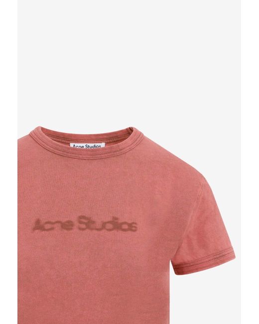 Acne Pink Faded Logo Crewneck T-Shirt