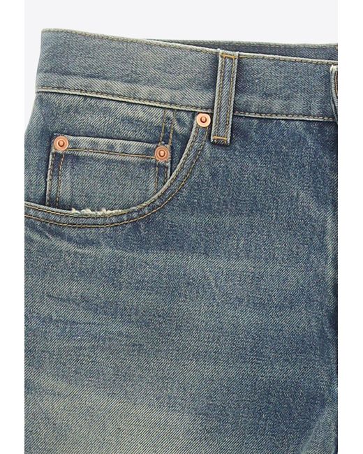 Gucci Blue Straight-Leg Washed Jeans for men