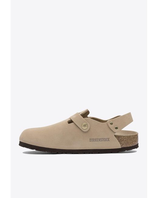 Birkenstock White Tokio Nubuck Leather Slides