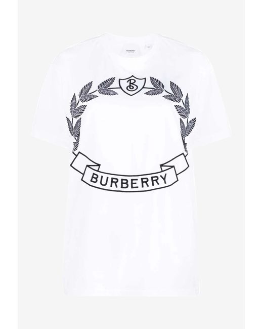 Burberry Blue Logo-Printed Crewneck T-Shirt