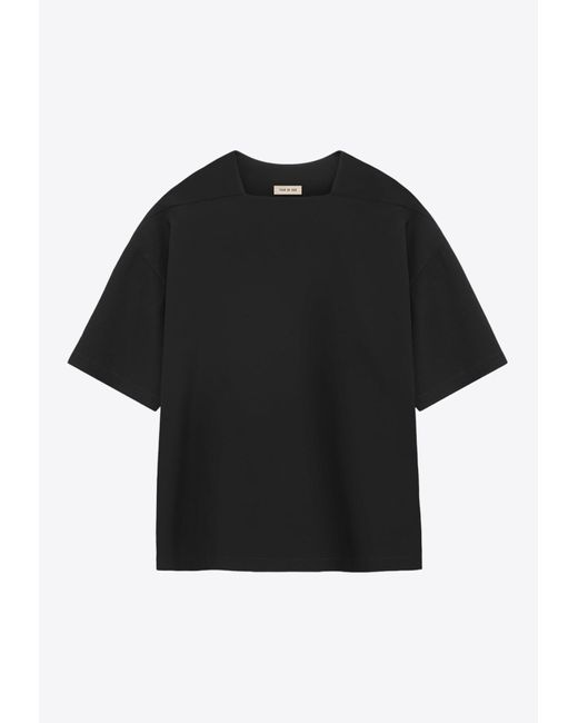Fear Of God Black Logo Patch Straight-Neck T-Shirt for men