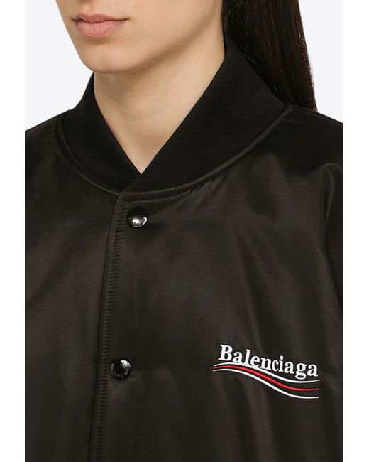 Balenciaga Black Political Campaign Logo Bomber Jacket