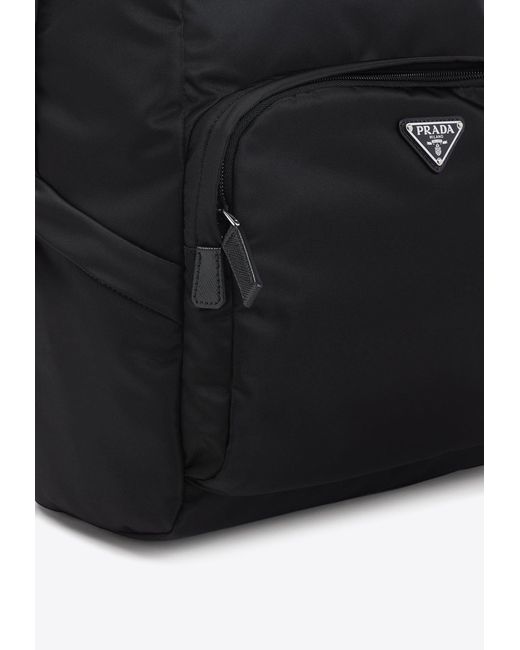 Prada Black Re-Nylon And Leather Backpack for men