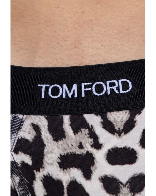 Tom Ford Blue Leopard Print Briefs for men