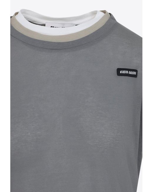 Miu Miu Tshirt in Grey | Lyst Canada