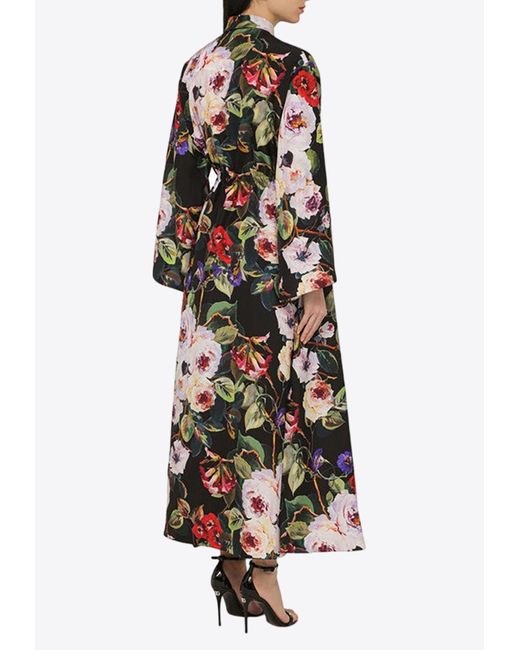 Dolce & Gabbana Multicolor Rose Garden Maxi Shirt Dress