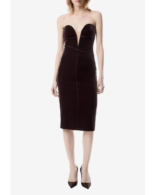 Tom Ford Black Strapless Velvet Cocktail Dress
