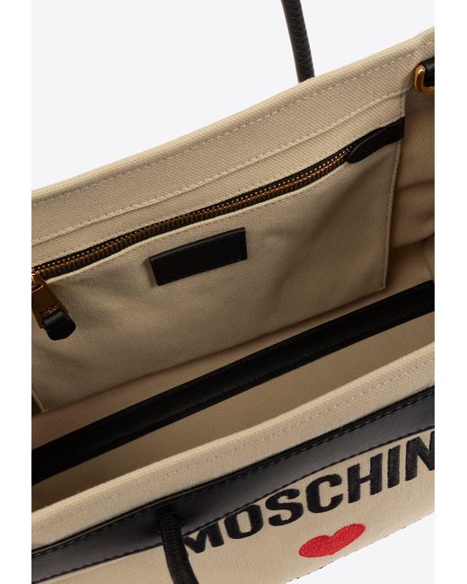 Moschino Natural Logo Print Tote Bag