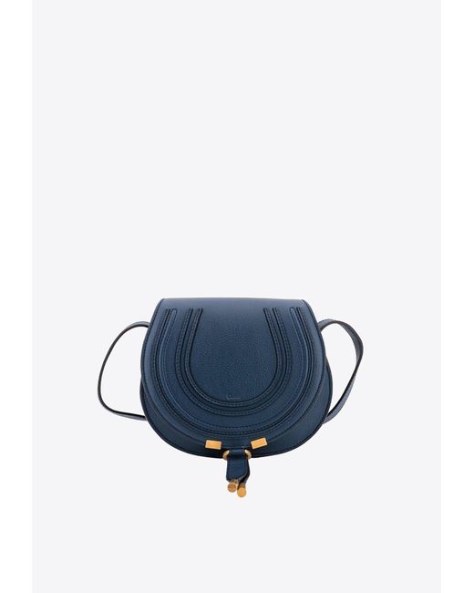 Chloé Blue Small Marcie Leather Crossbody Bag