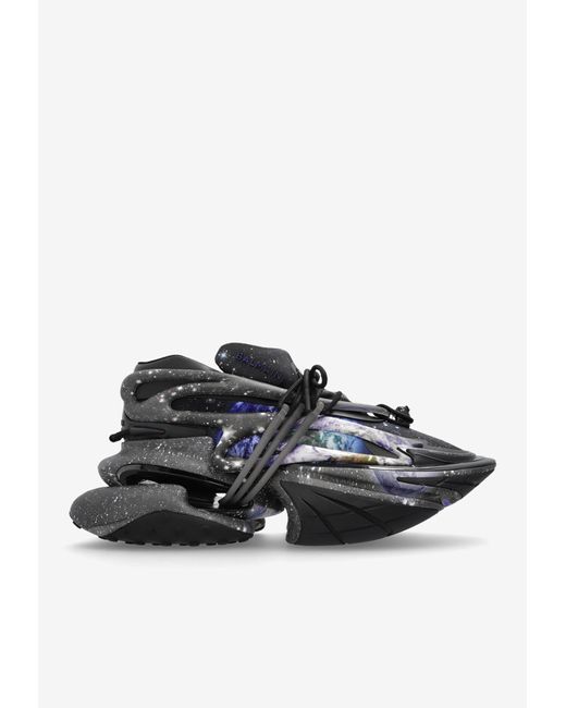 Balmain Black Unicorn Printed Low-Top Sneakers for men